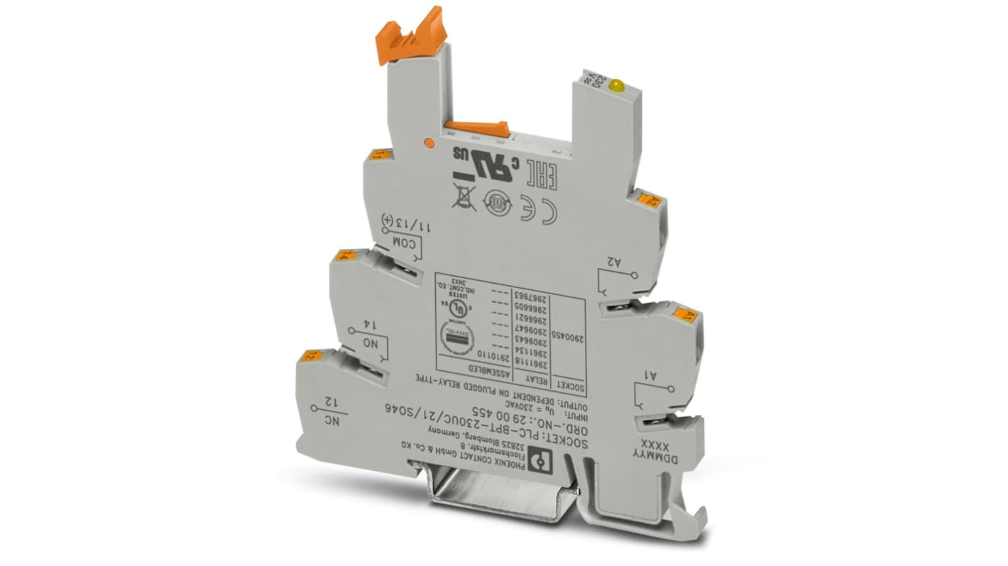 Zócalo de relé Phoenix Contact PLC-BPT-230UC/21/SO46, para carril DIN