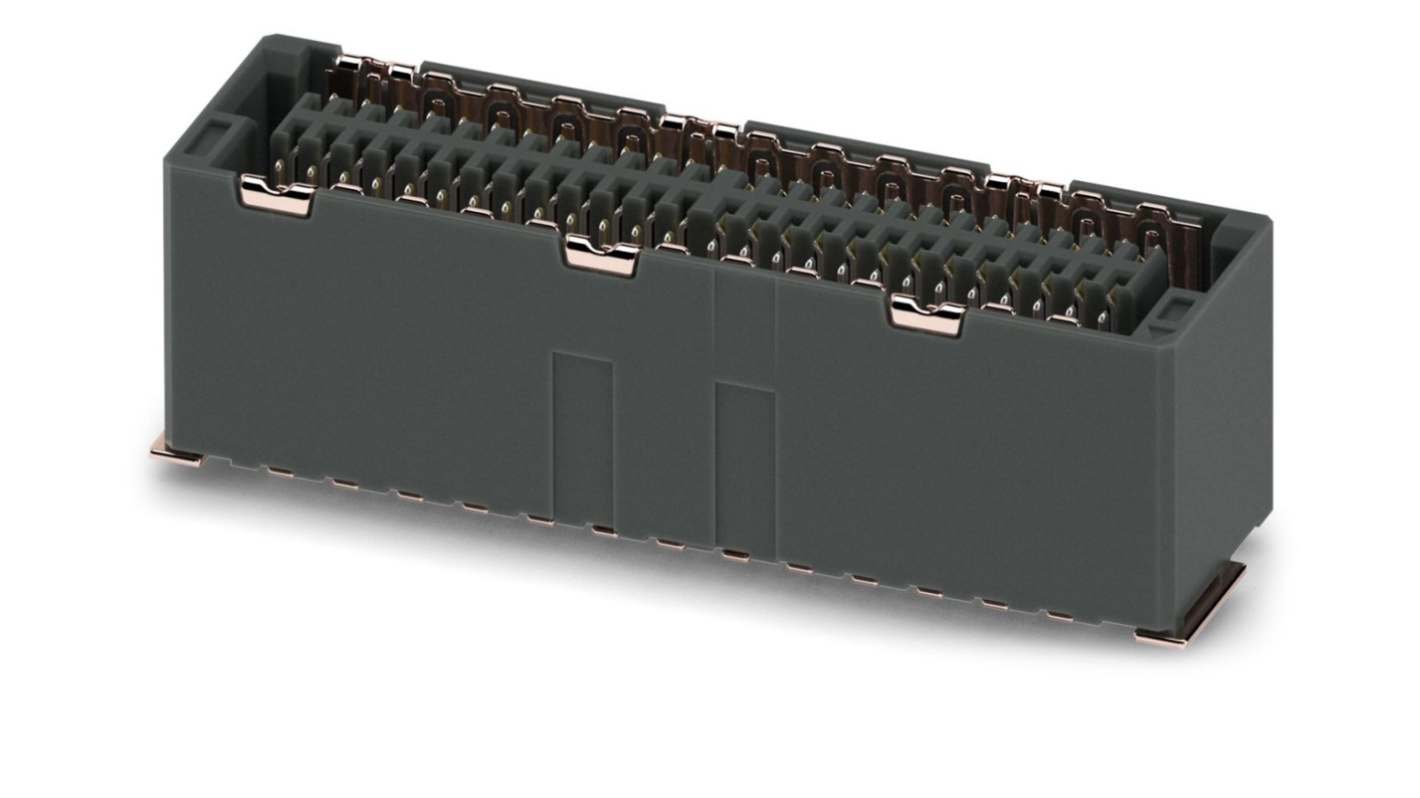 Phoenix Contact FP 0.8/ 52-FV-SH Series Surface Mount PCB Socket, 52-Contact, 2-Row, 0.8mm Pitch, Solder Termination