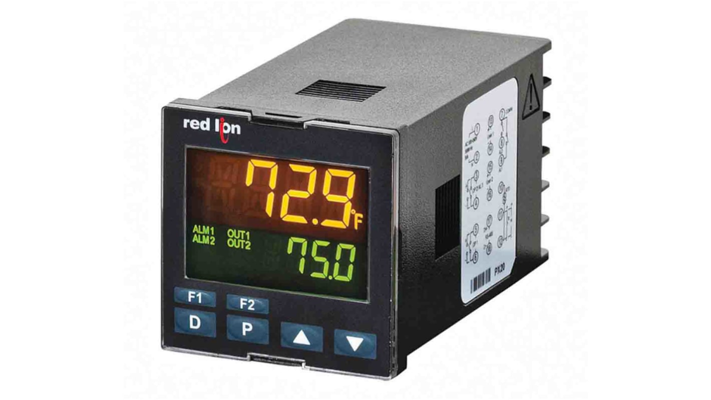 Red Lion PXU Panel Mount PID Temperature Controller, 48 x 48mm 2 Input, 1 Output Relay, 24 V dc Supply Voltage PID