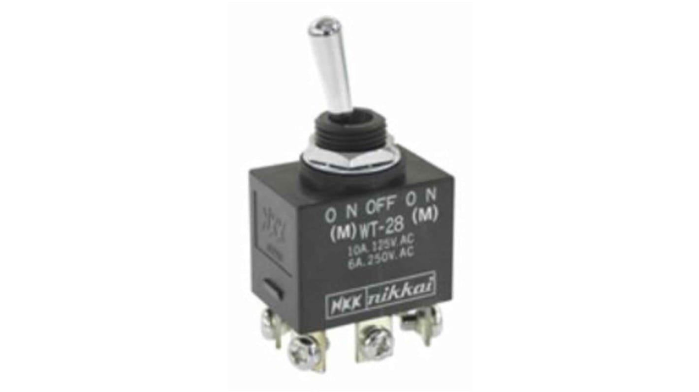 NKK Switches Toggle Switch, Panel Mount, (On)-Off-(On), DPDT, Screw Terminal