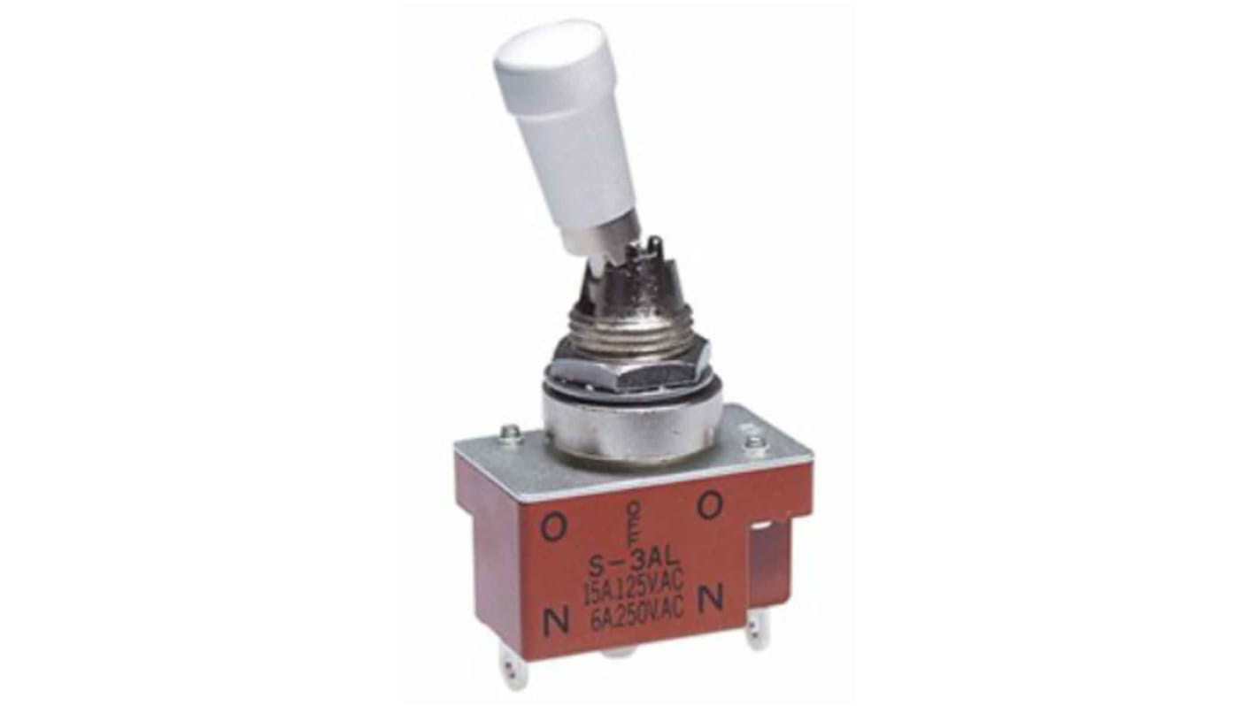 NKK Switches Toggle Switch, Panel Mount, On-Off-On, SPDT, Solder Terminal