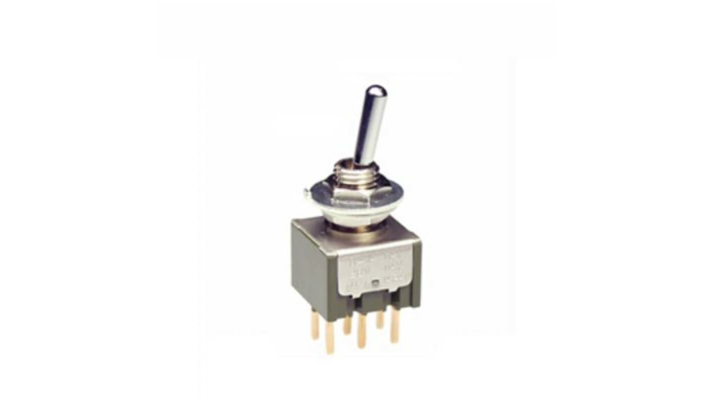 NKK Switches 钮子开关, 双刀双掷, (开)-关-(开)操作, 0.4va （交流 / 直流）, 面板安装, PC针脚端子, IP67