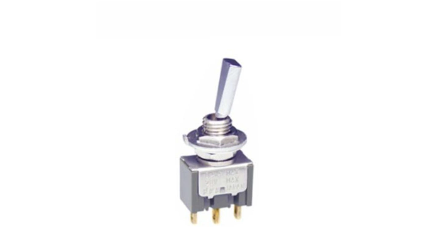 NKK Switches 钮子开关, 单刀双掷, 关-(关)操作, 0.4va （交流 / 直流）, 面板安装, PC针脚端子, IP67