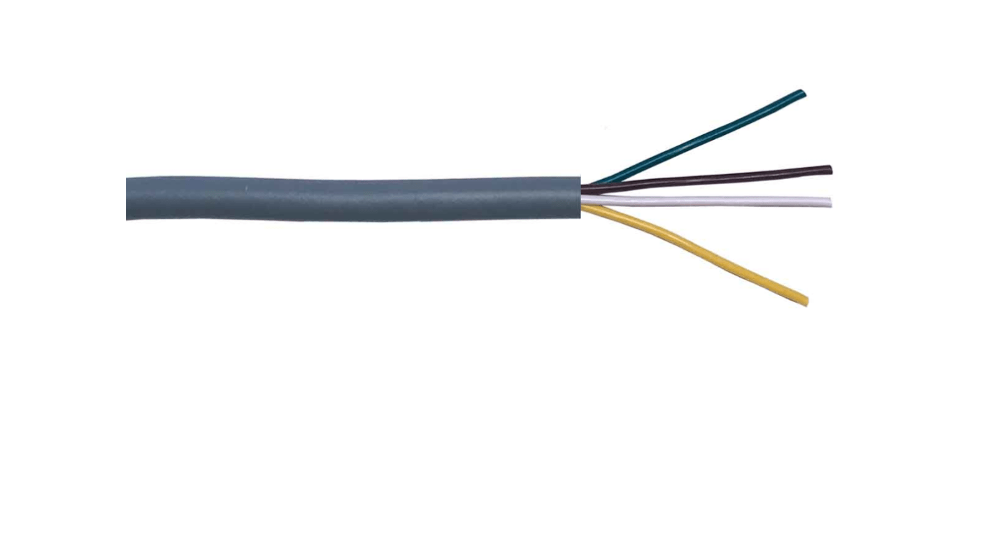 RS PRO 4芯非屏蔽线 0.34 mm² 数据电缆, 22 AWG, PVC灰色护套