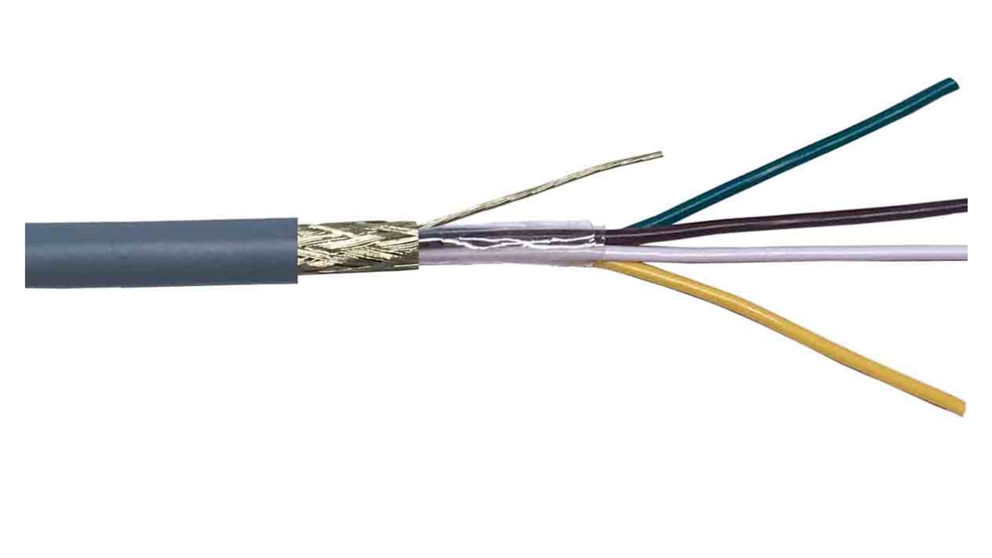 RS PRO Data Cable, 4 Cores, 0.14 mm², Screened, 26 AWG, 100m, Screened Shield