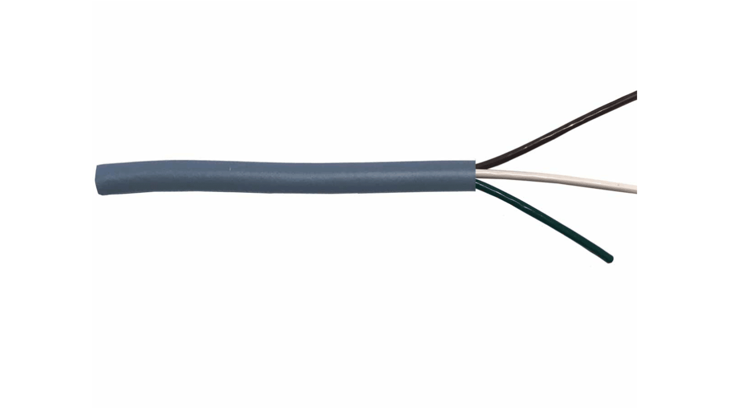 RS PRO Data Cable, 3 Cores, 0.25 mm², Unscreened, 23 AWG, 100m