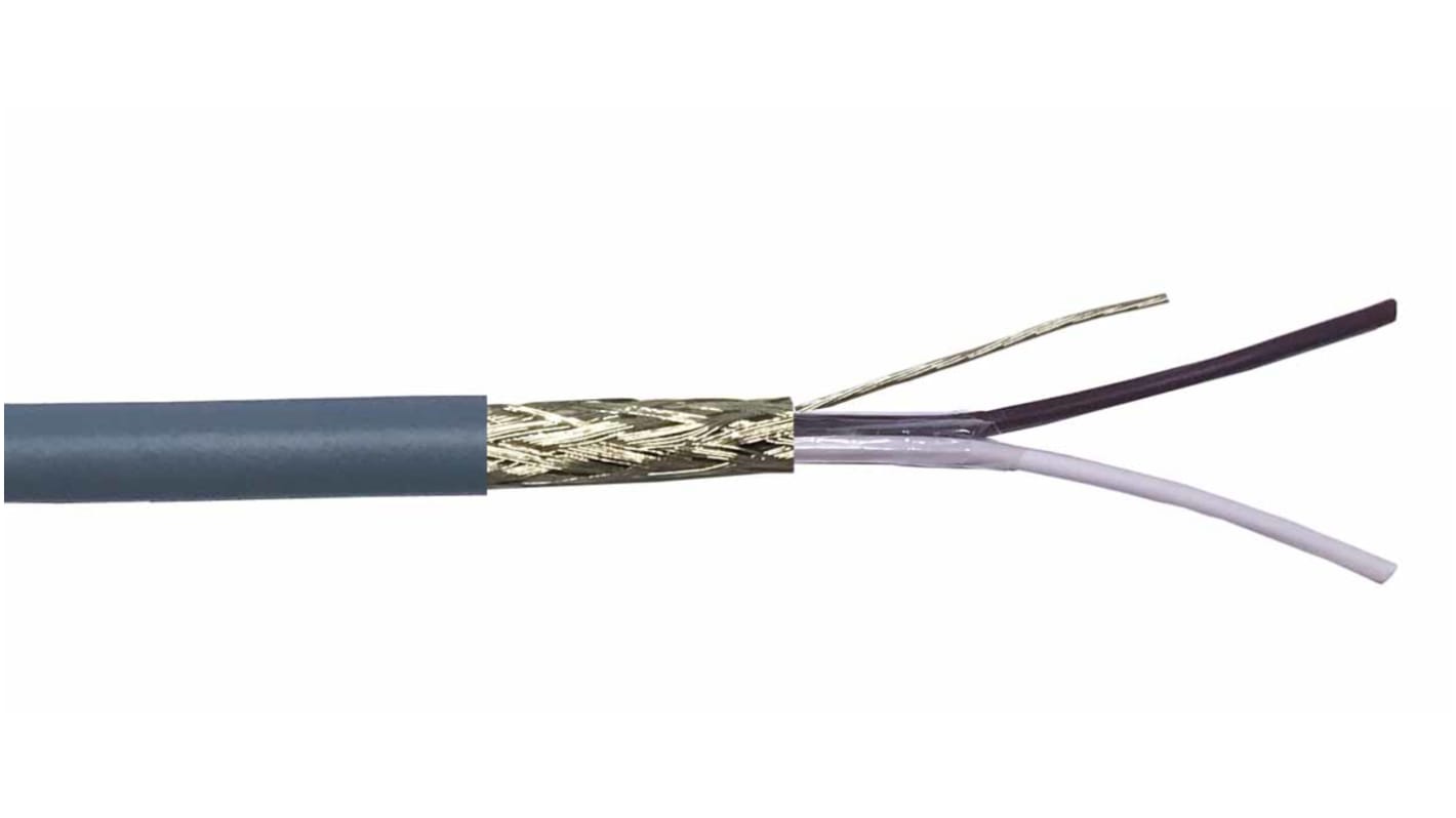 RS PRO Data Cable, 2 Cores, 0.25 mm², Screened, 23 AWG, 100m, Screened Shield