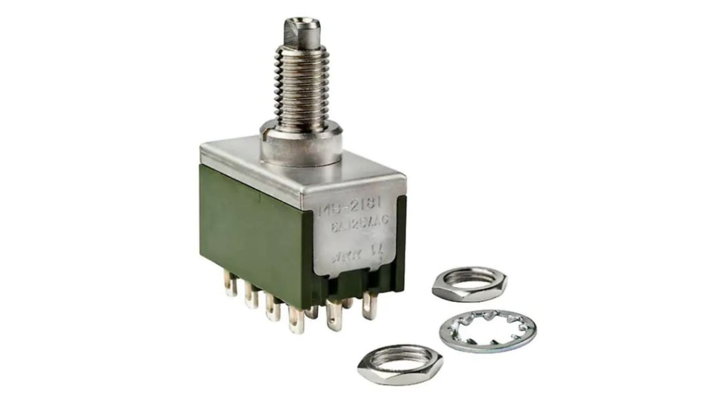 Interruptor de Botón Pulsador En Miniatura NKK Switches MB2000, 4PDT, On-(On), 3 A, 6 A, 125V, Montaje en Panel, IP67