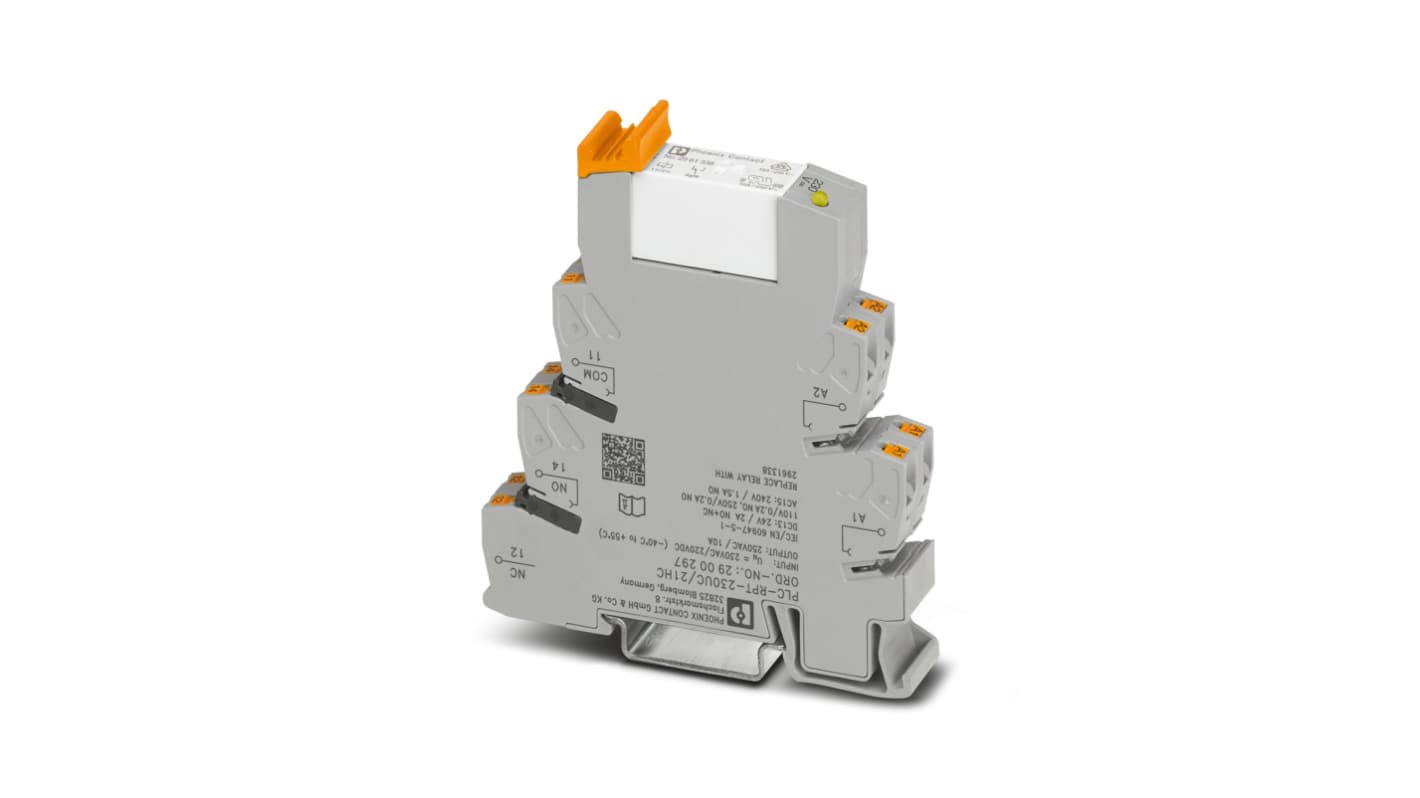 Phoenix Contact PLC-RPT-230UC/21HC Series Interface Relay, DIN Rail Mount, 1PDT