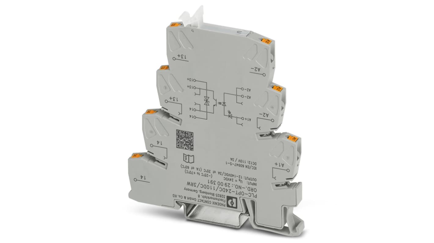 Phoenix Contact 固态接口继电器, SPST, DIN导轨安装, PLC-OPT24DC系列