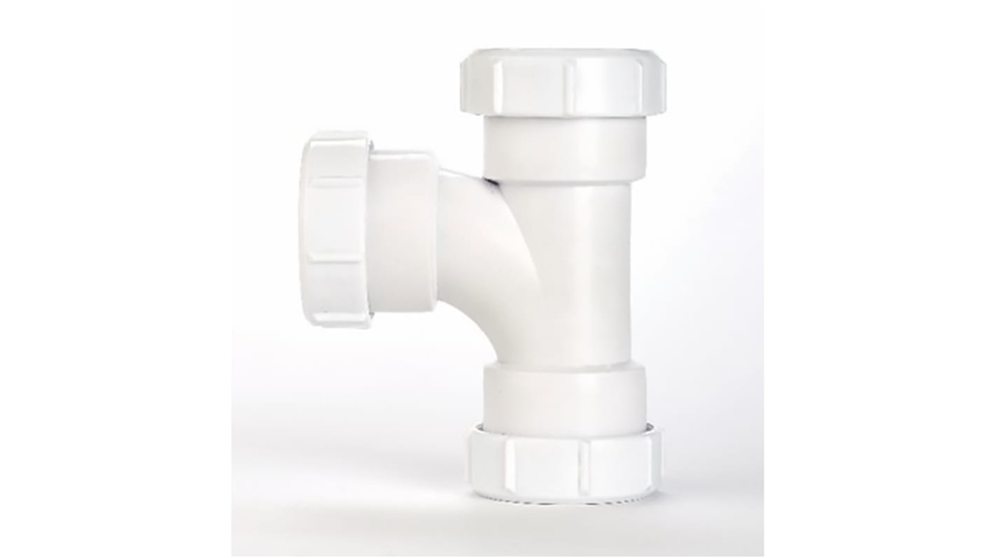 RS PRO 88° Tee Swept Tee PVC Pipe Fitting, 40mm