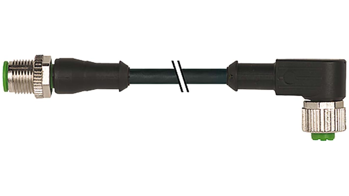 Murrelektronik Limited Straight Male 4 way M12 to Right Angle Female 4 way M12 Sensor Actuator Cable, 600mm