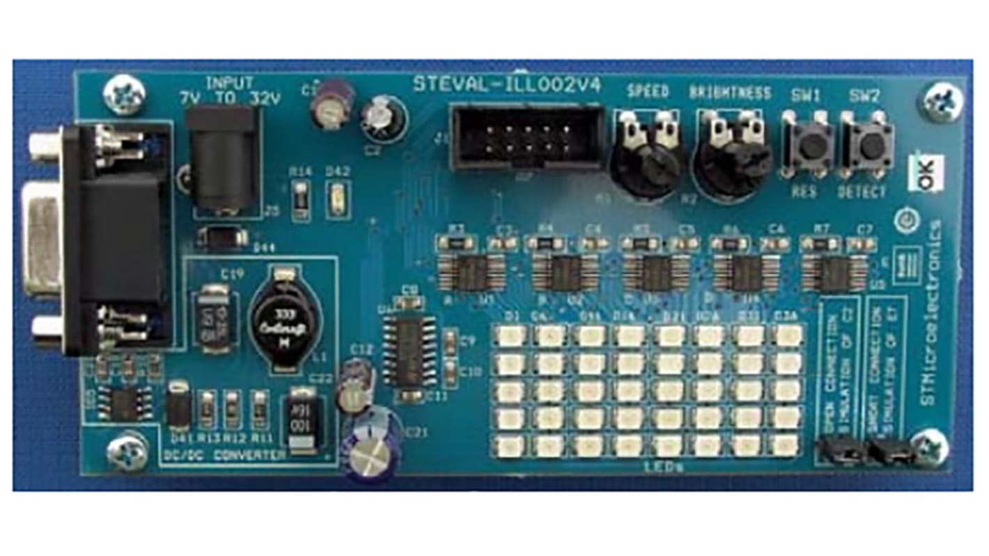 STMicroelectronics STEVAL-ILL002V4, STEVAL LED Driver Demonstration Board for STP08DP05 for Microcontroller