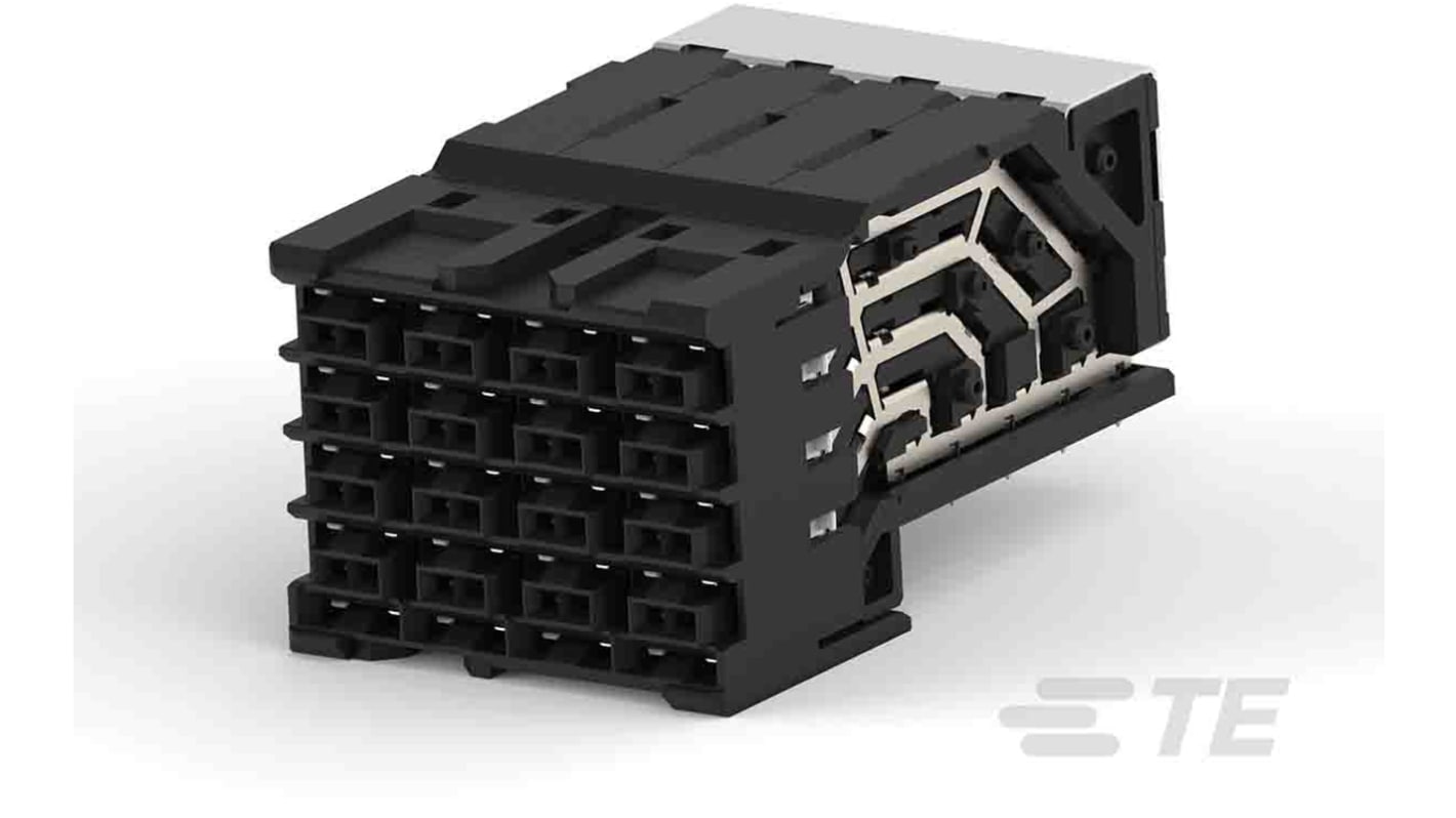 Conector hembra para PCB Ángulo de 90° TE Connectivity serie STRADA Whisper 2356626, de 32 vías en 4 filas, paso 3.9mm,