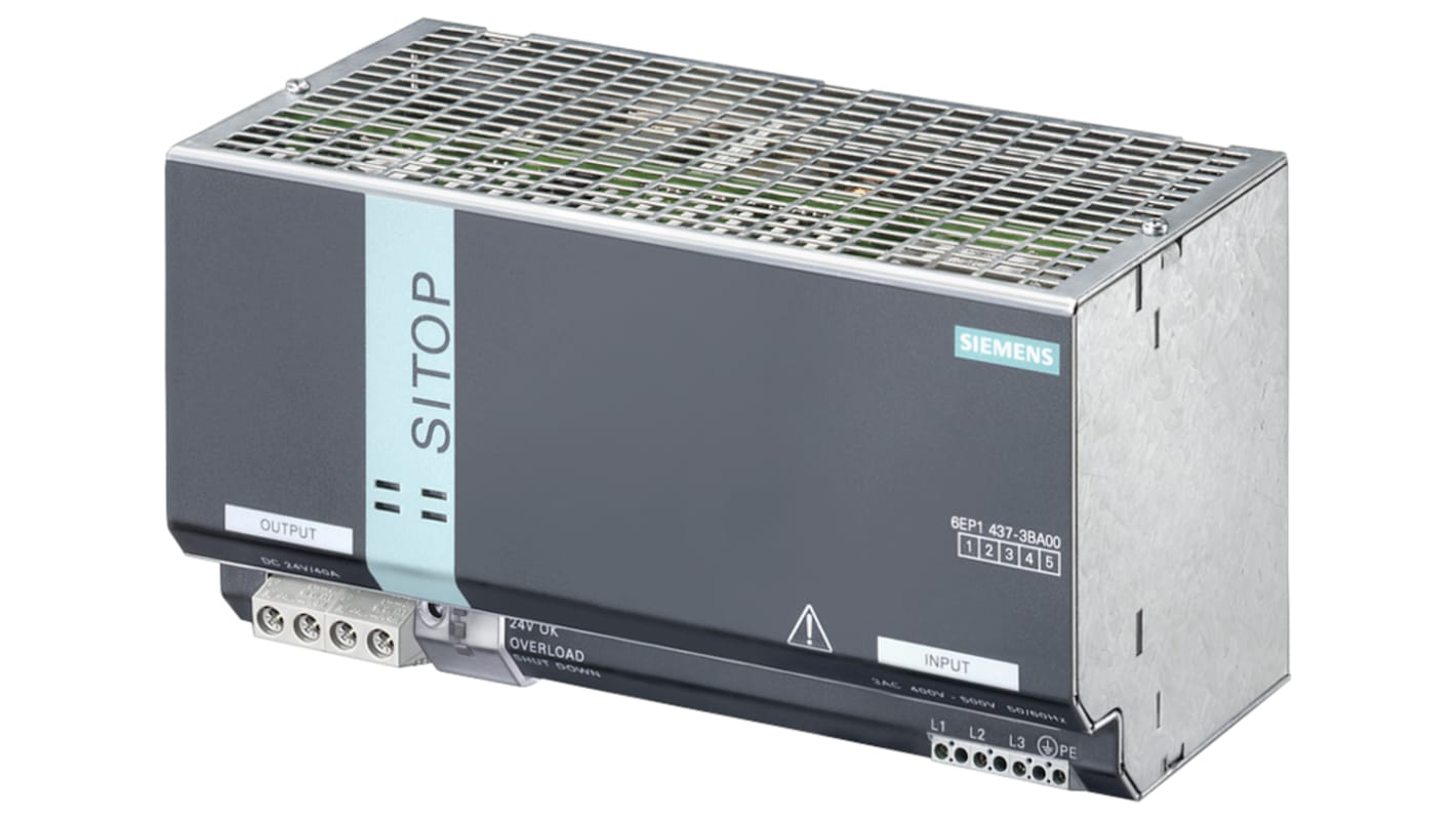 Siemens Switched Mode DIN Rail Power Supply, 320 → 550V ac ac Input, 24V dc dc Output, 40A Output, 960W