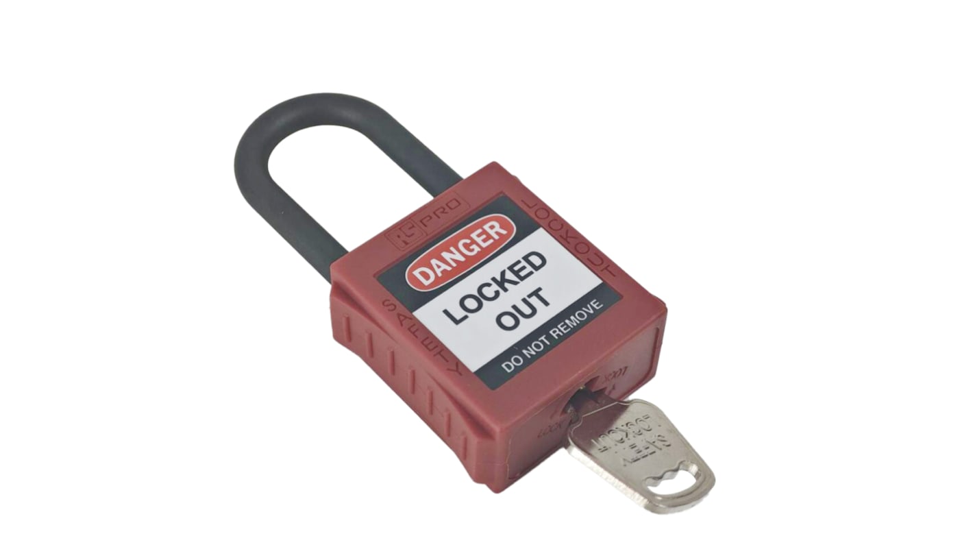 RS PRO Red 1-Lock Nylon Safety Lockout, 6.35mm Shackle