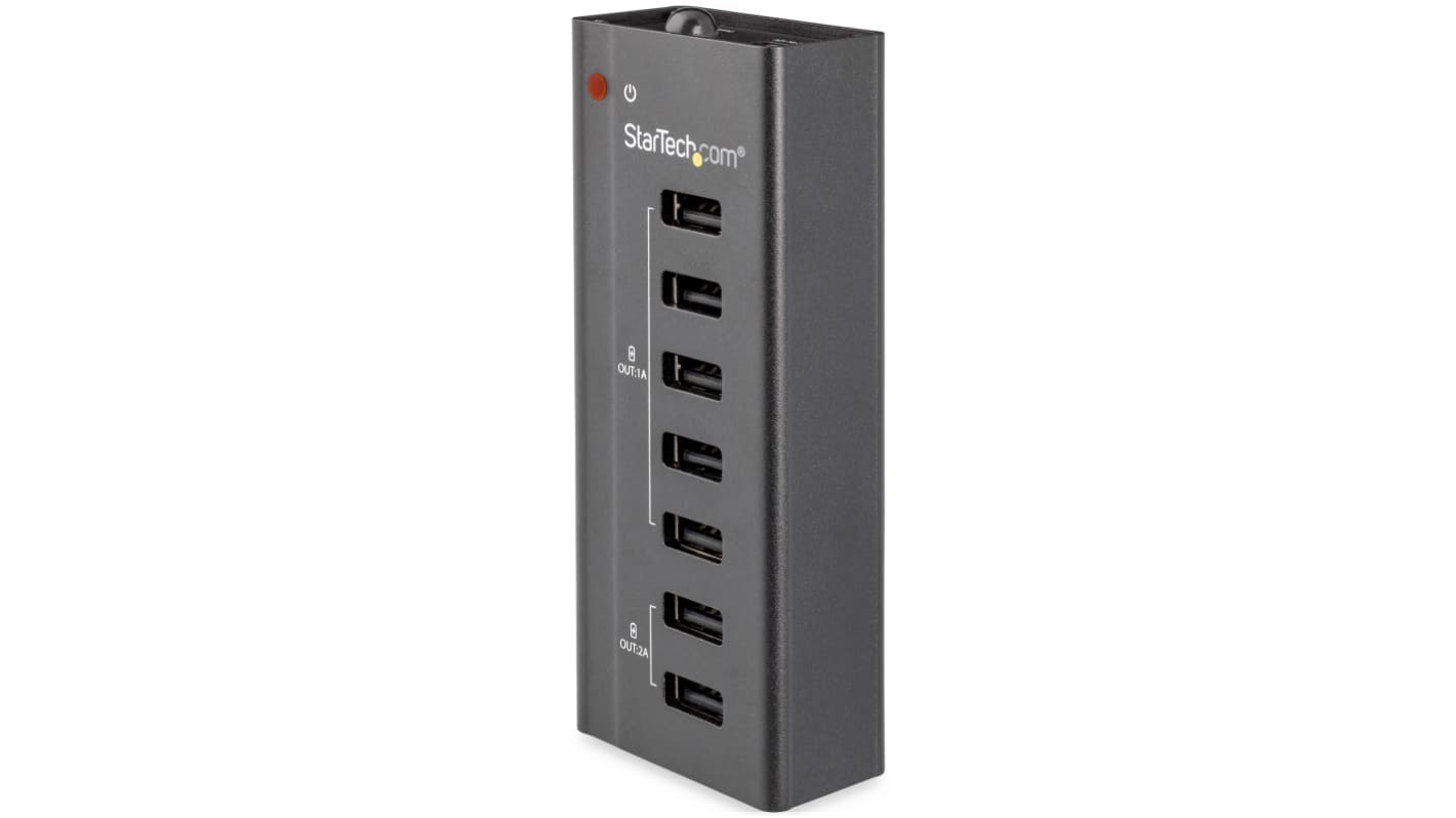 StarTech.com 7 Port USB 2.0 USB A  Hub, AC Adapter Powered, 45 mm x 11cm