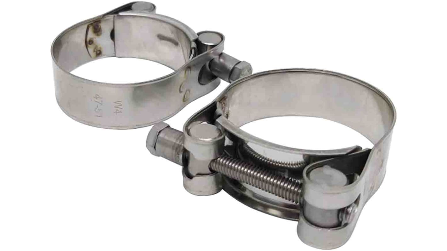 RS PRO Stainless Steel 304 Bolt Head Hose Clamp, 23mm Band Width, 43 → 47mm ID