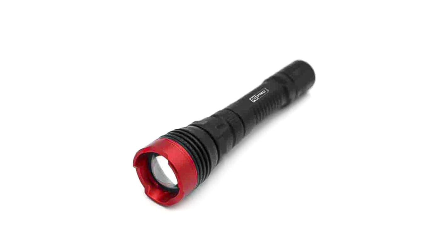 RS PRO LED Torch Black, Red 250 lm, 150 mm