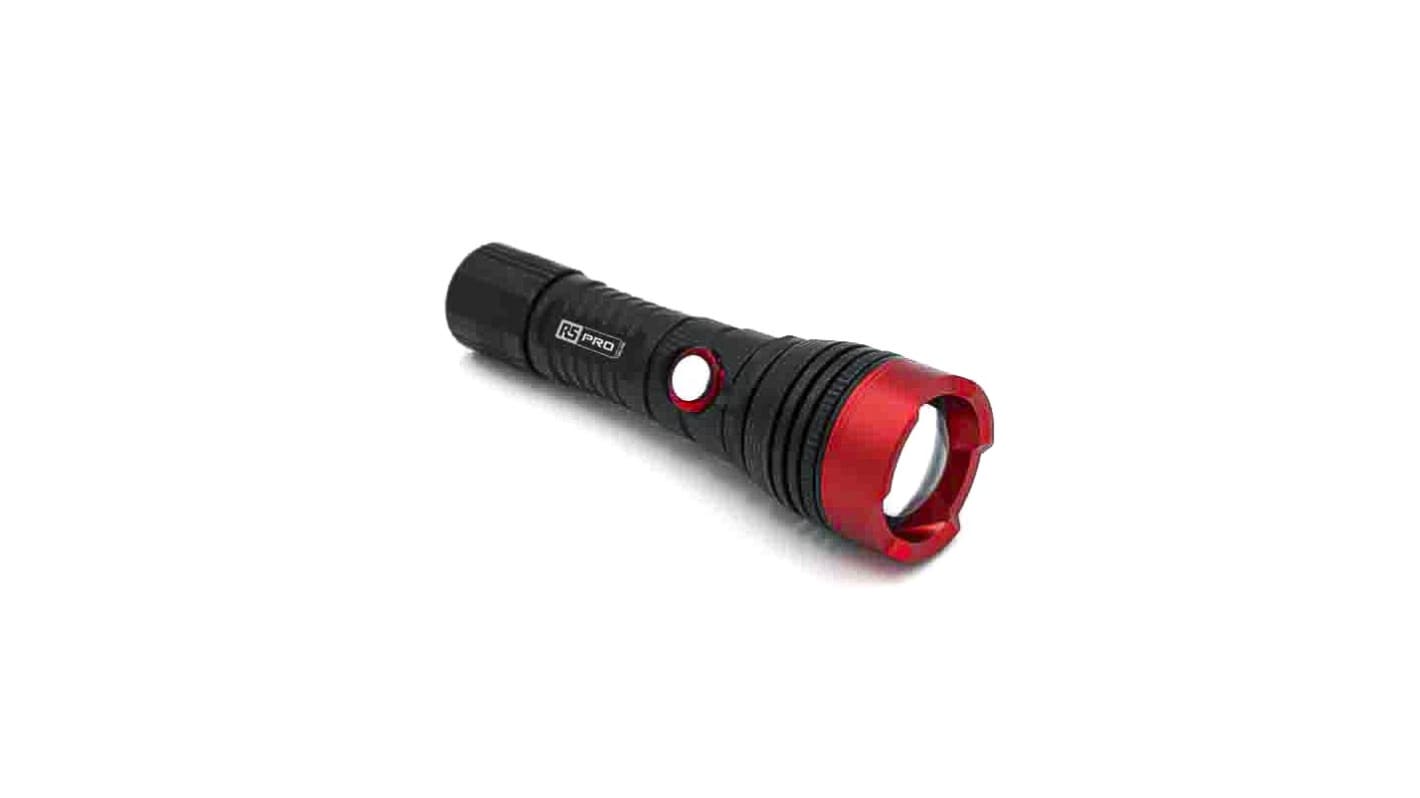 RS PRO 手电筒, 600 lm, LED, 4 x AAA电池, 黑色，红色, IPX4, RSPRO-F21