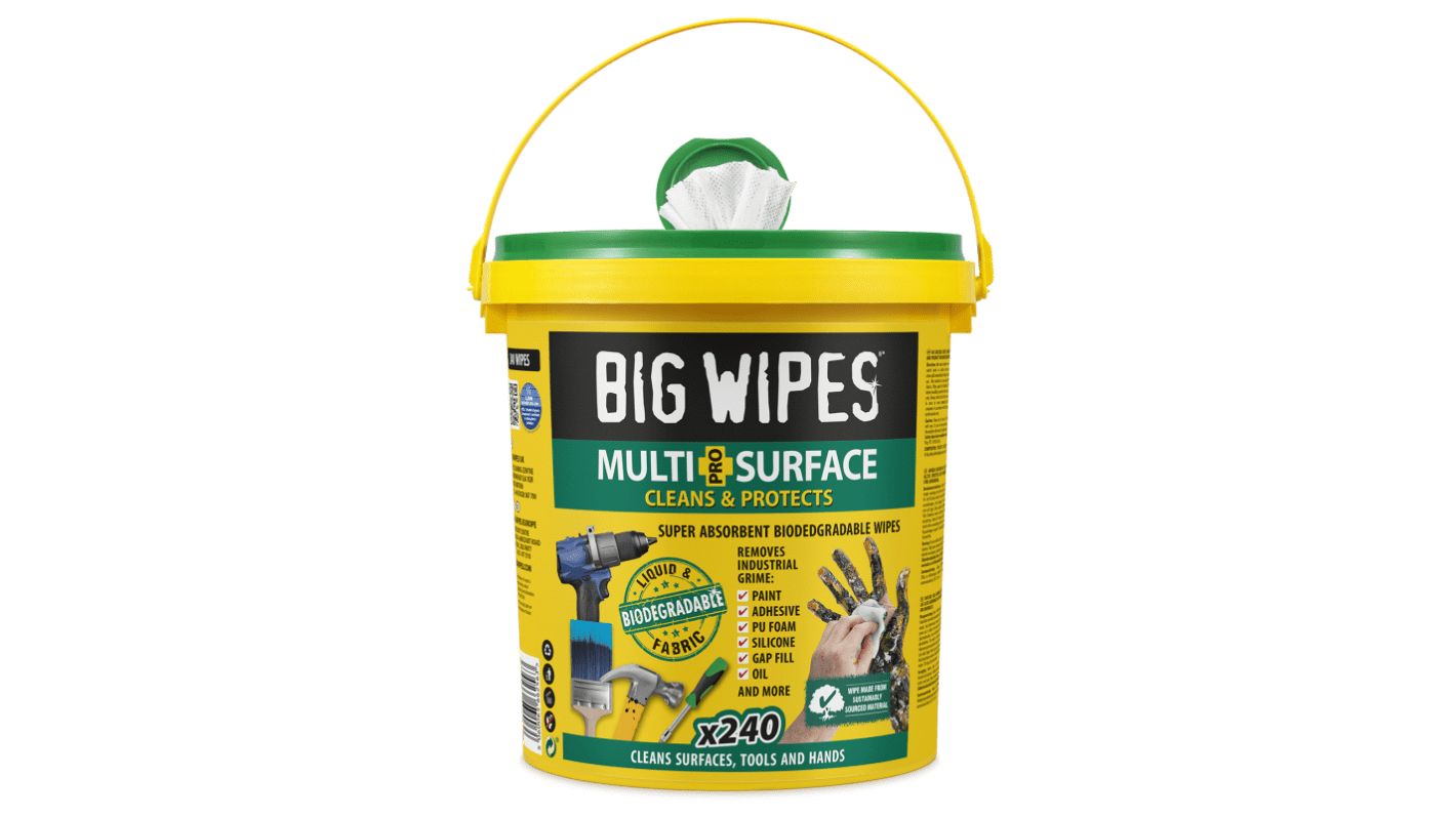 Big Wipes XL SUPER TOWELS PRO Wet Disinfectant Wipes Bucket of 240