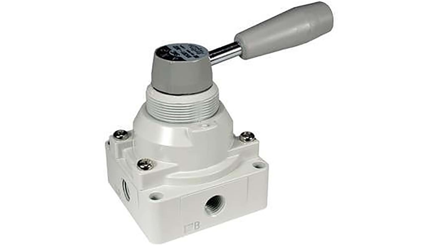 SMC Handle 4/3 Pneumatic Manual Control Valve VH Series, G 1/4, 1/4in, III B