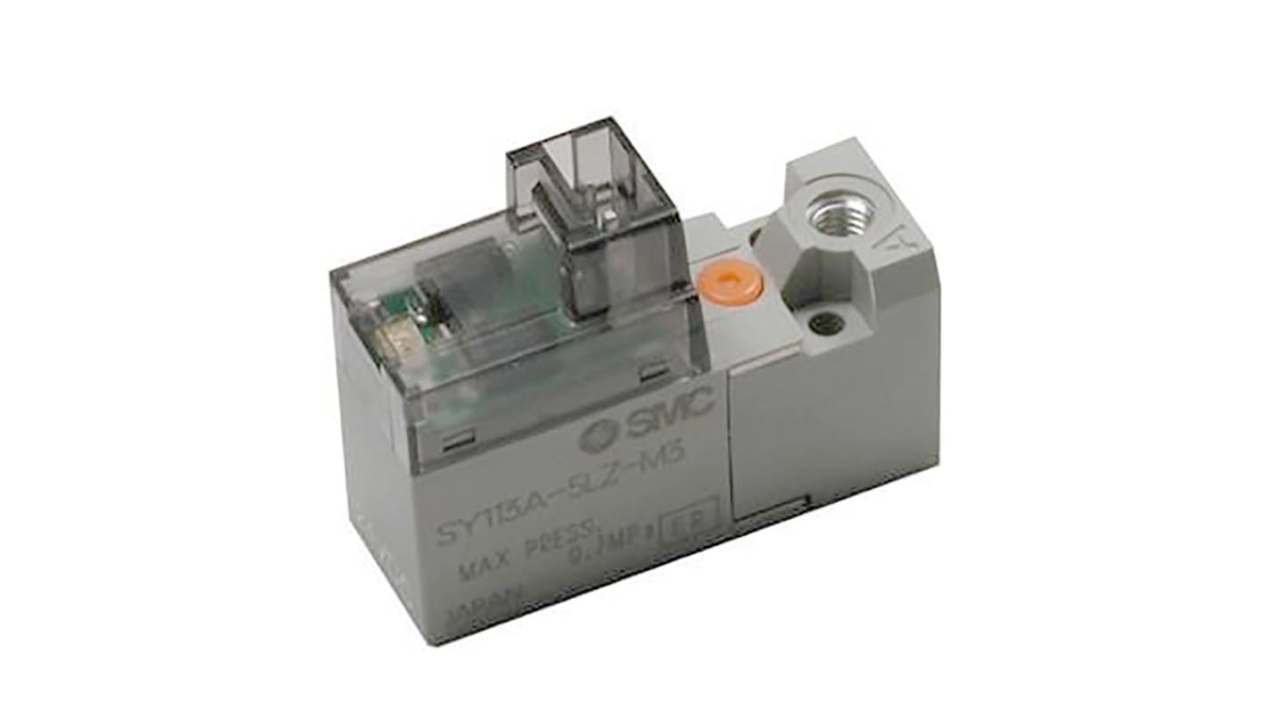 Válvula piloto de solenoide SMC, Serie SY100, Función 3/4, Solenoide, 11.78l/min