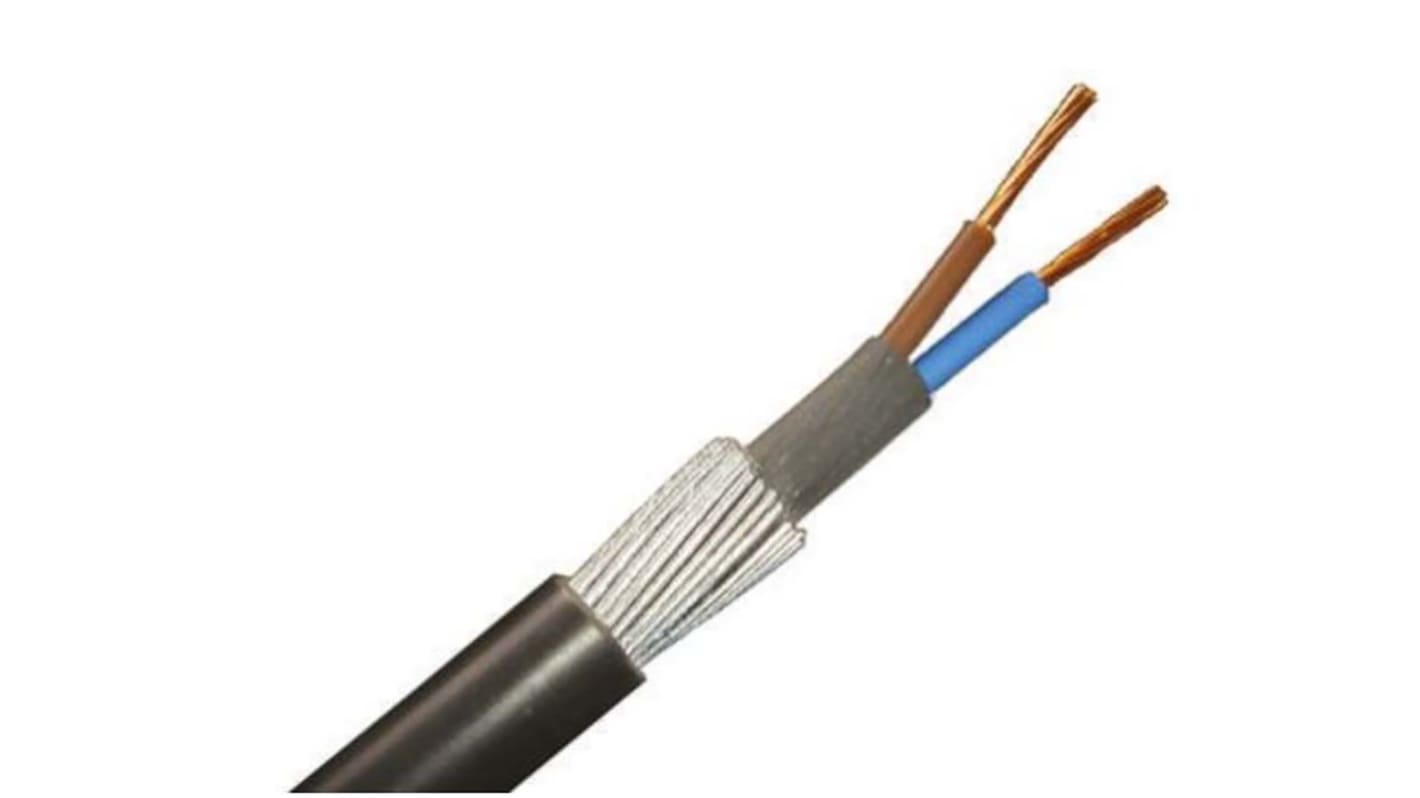 RS PRO, 50m 2 Core, Black PVC Power Cable +90°C