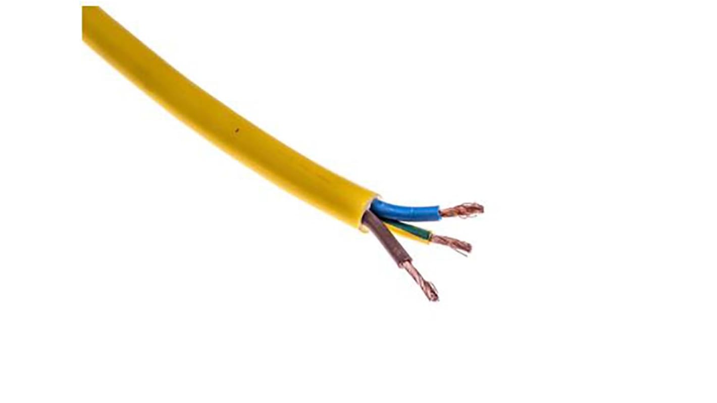 RS PRO, Arctic Grade, 100m 3 Core, Yellow PVC Power Cable +60°C