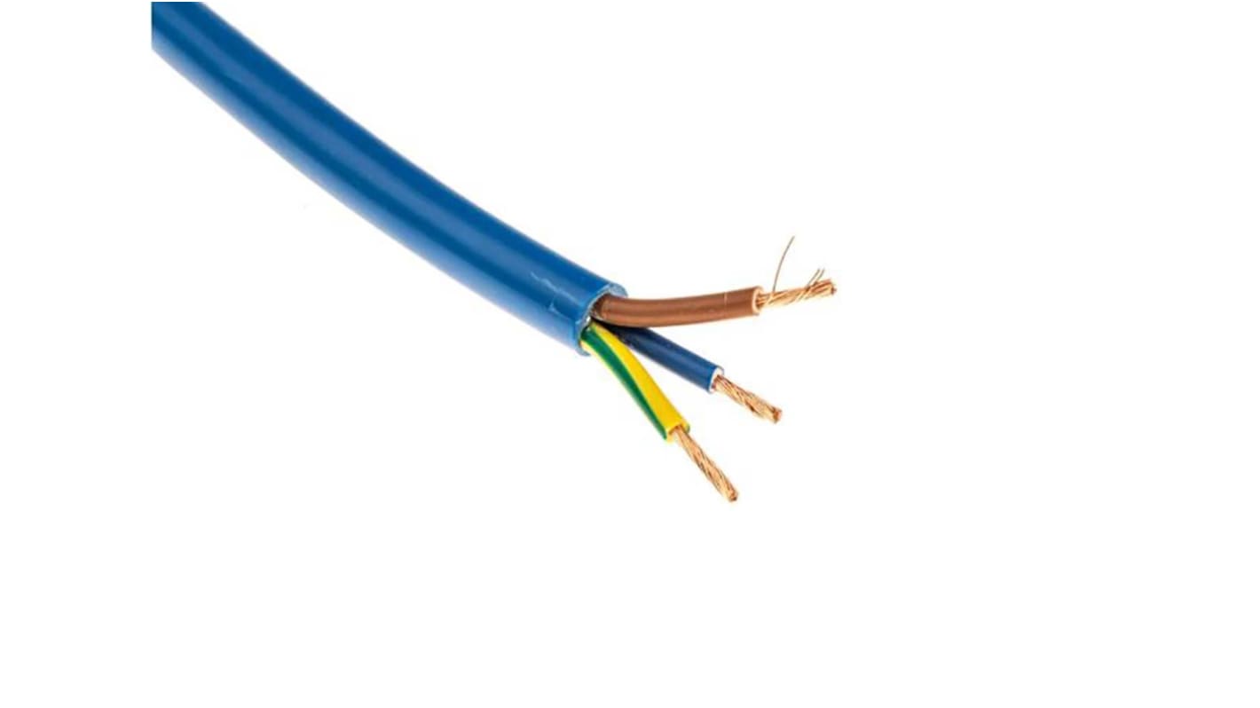 RS PRO, Arctic Grade, 100m 3 Core, Blue PVC Power Cable +60°C