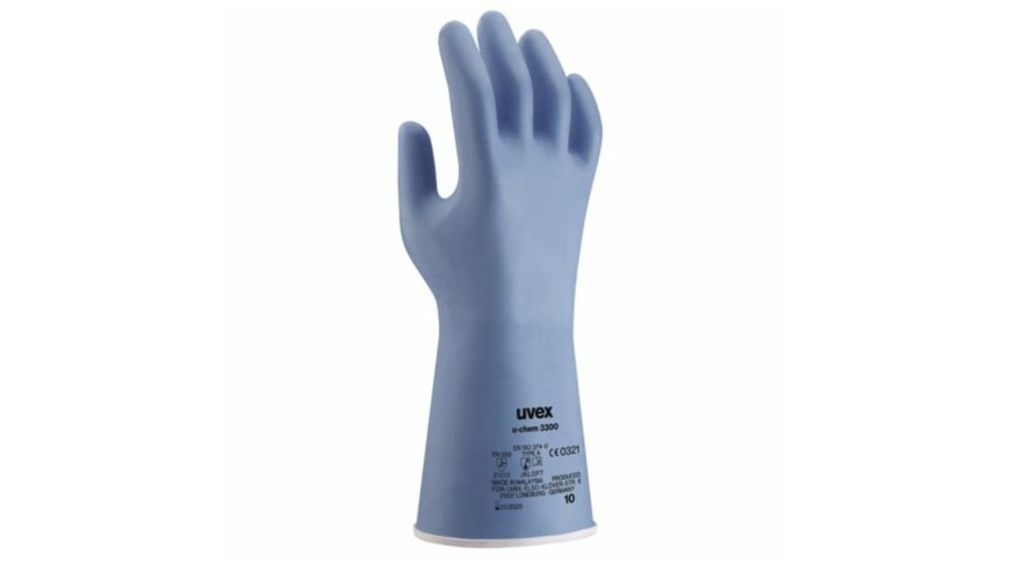 Uvex u-chem 3300 Blue Bamboo Fibre, Nylon Chemical Resistant Gloves, Size 7, NBR Coating