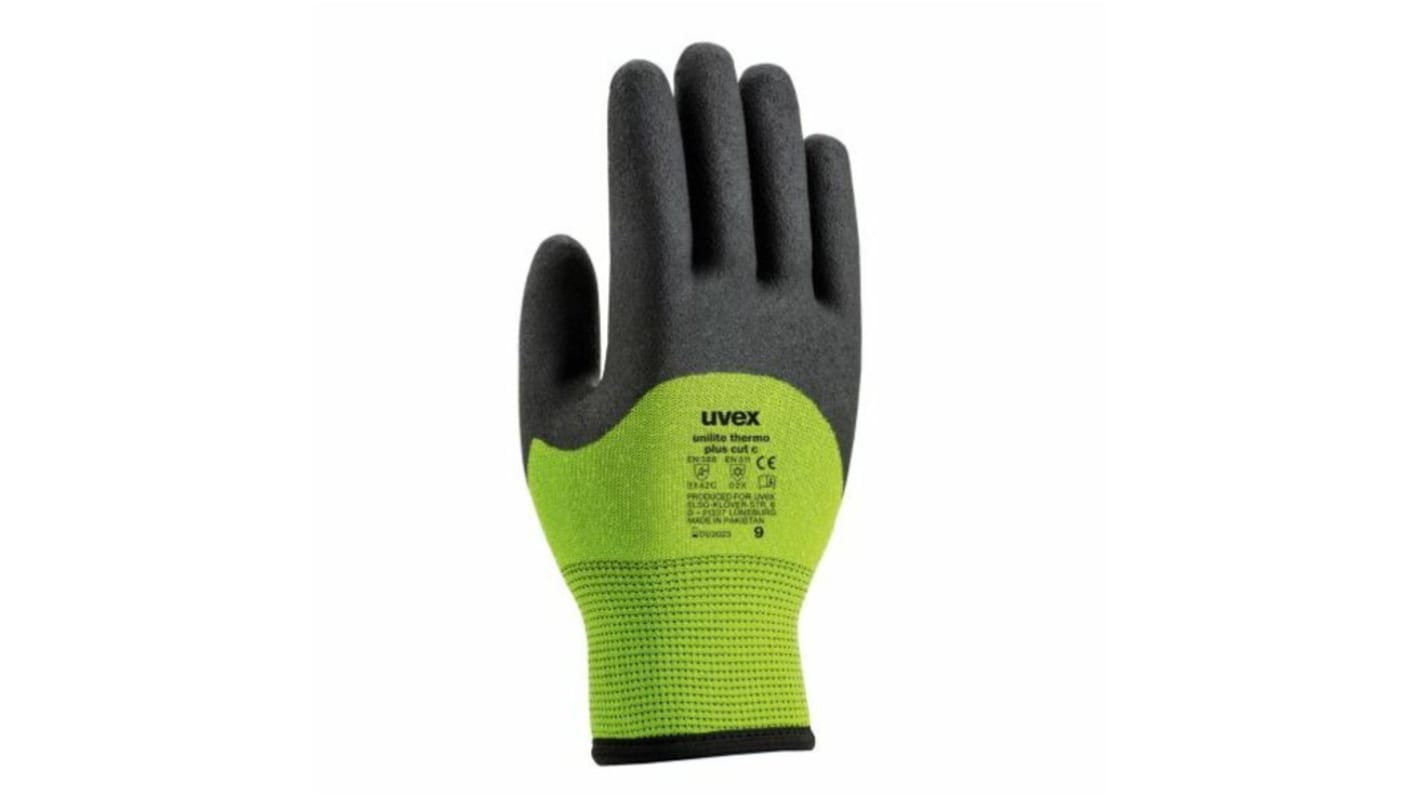 Uvex unilite thermo plus cut c Green Acrylic Cut Resistant, Thermal Gloves, Size 10, Aqua Polymer Coating