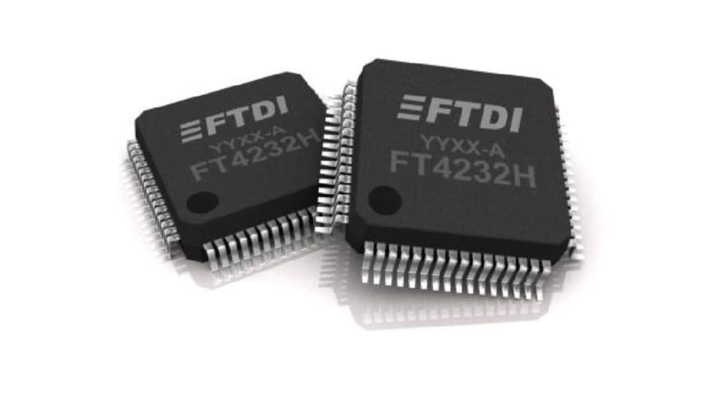 FTDI Chip FT4232HQ-TRAY, USB Controller, 12Mbps, 3.3 V, 64-Pin QFN