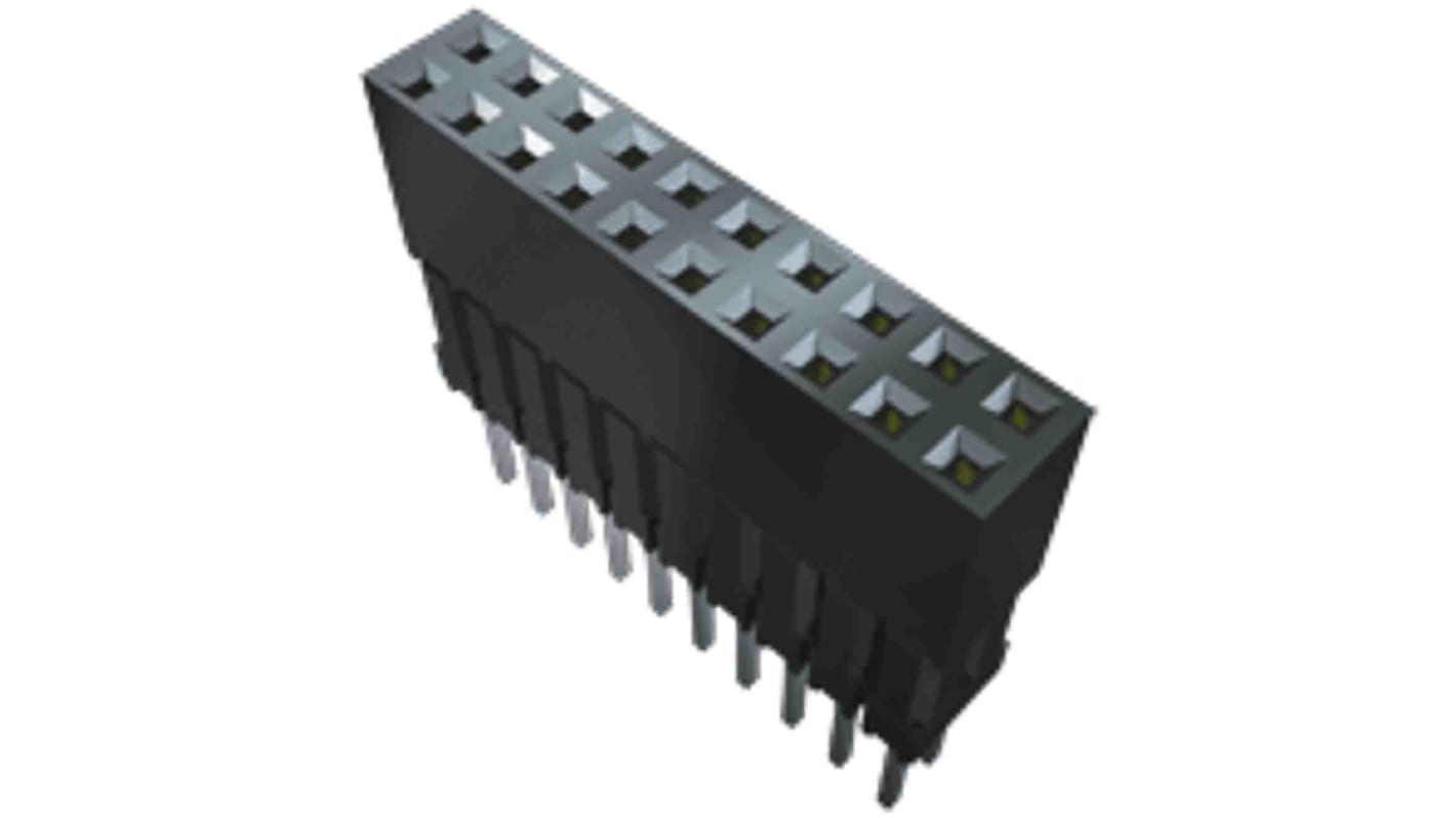 Samtec ESQ Series Straight Through Hole Mount PCB Socket, 40-Contact, 2-Row, 2.54mm Pitch, Solder Termination