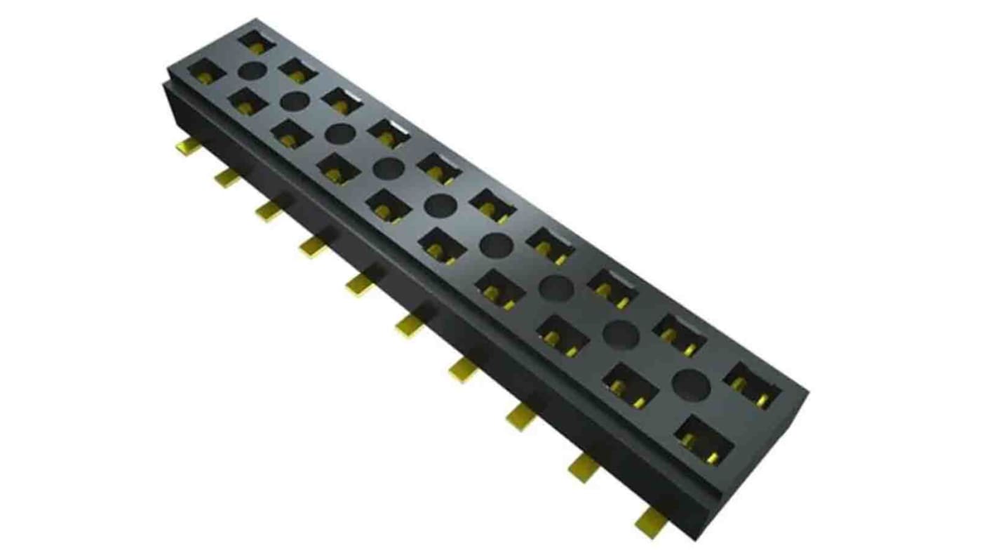 Samtec CLT Series Vertical Surface Mount PCB Socket, 3-Contact, 2-Row, 2mm Pitch, Press-In Termination