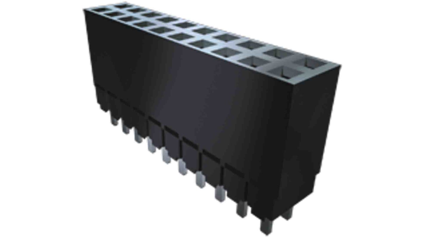 Samtec ESW Series Straight Through Hole Mount PCB Socket, 16-Contact, 2-Row, 2.54mm Pitch, Solder Termination