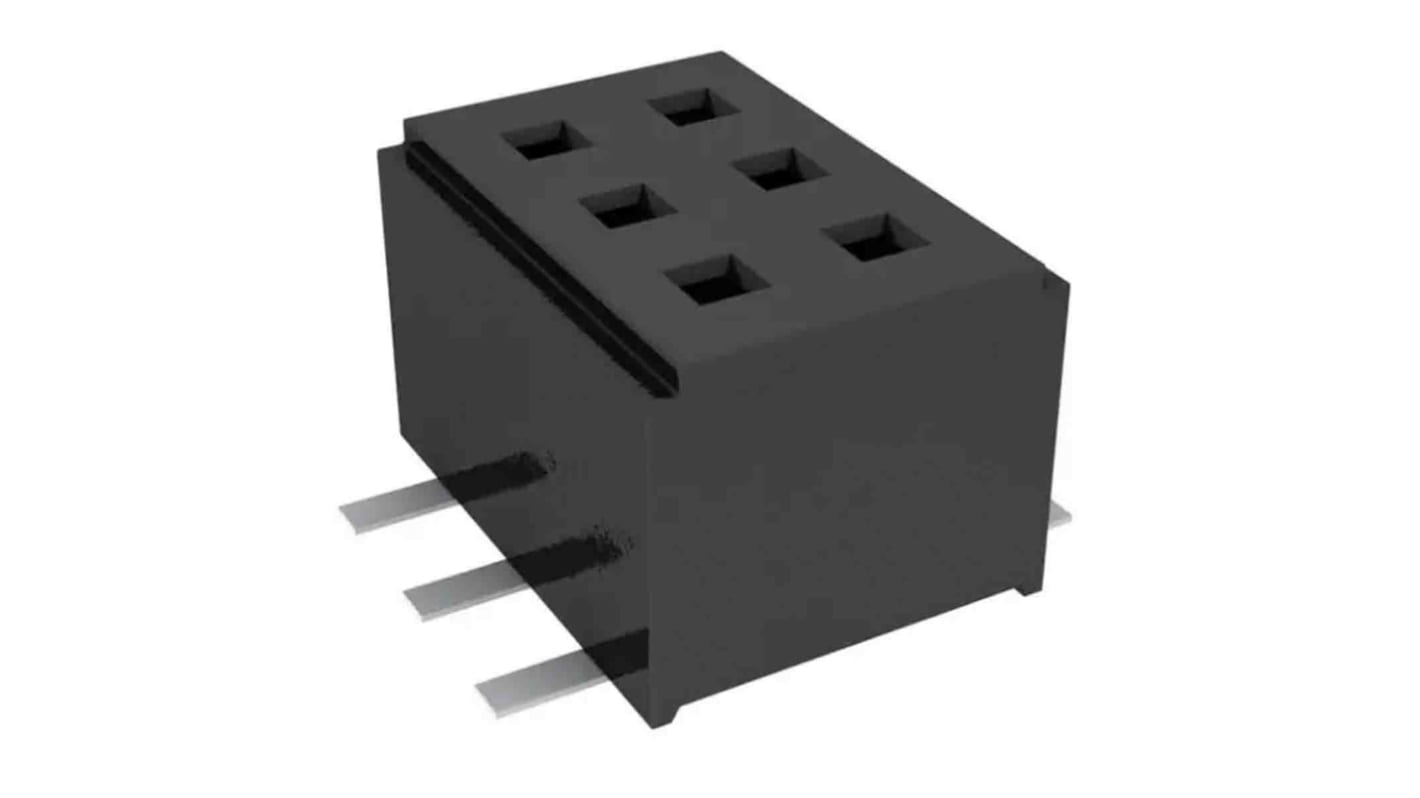 Samtec CLM Series Vertical Surface Mount PCB Socket, 3-Contact, 2-Row, 1mm Pitch, Press-In Termination