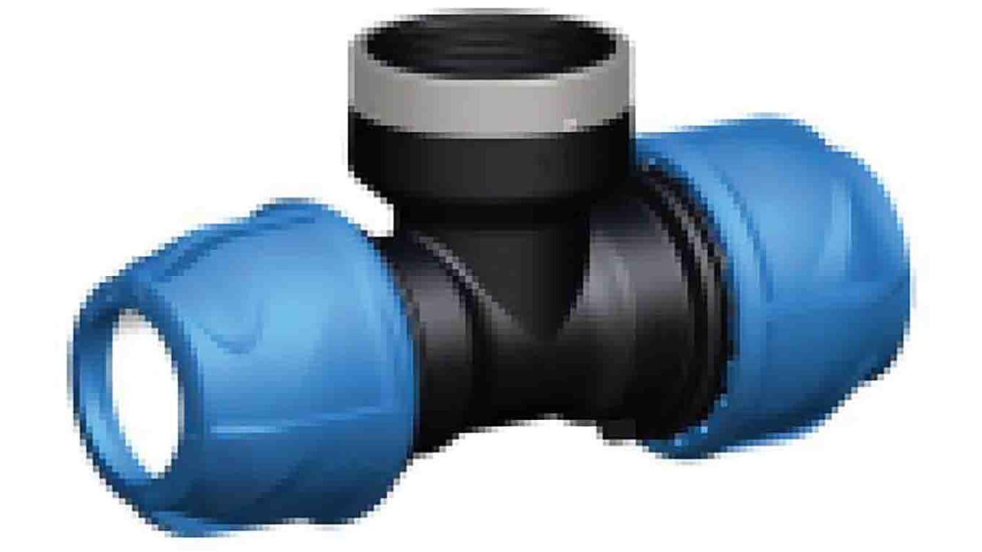 Georg Fischer Plastic Pipe Fitting, 90° Threaded Tee, 20mm, Rp 1/2in