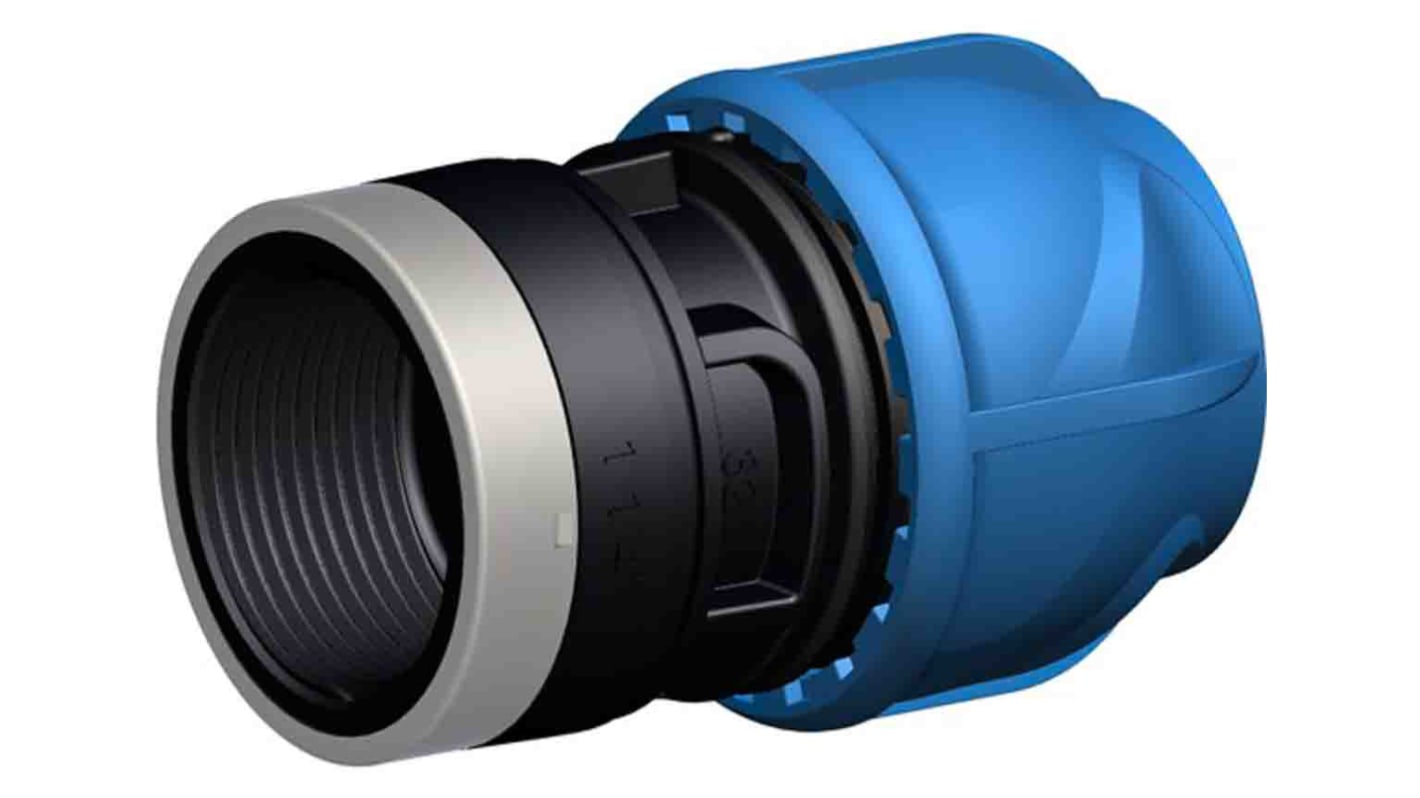 Georg Fischer Plastic Pipe Fitting, Straight Threaded Female Adapter, 20mm, Rp 1/2in