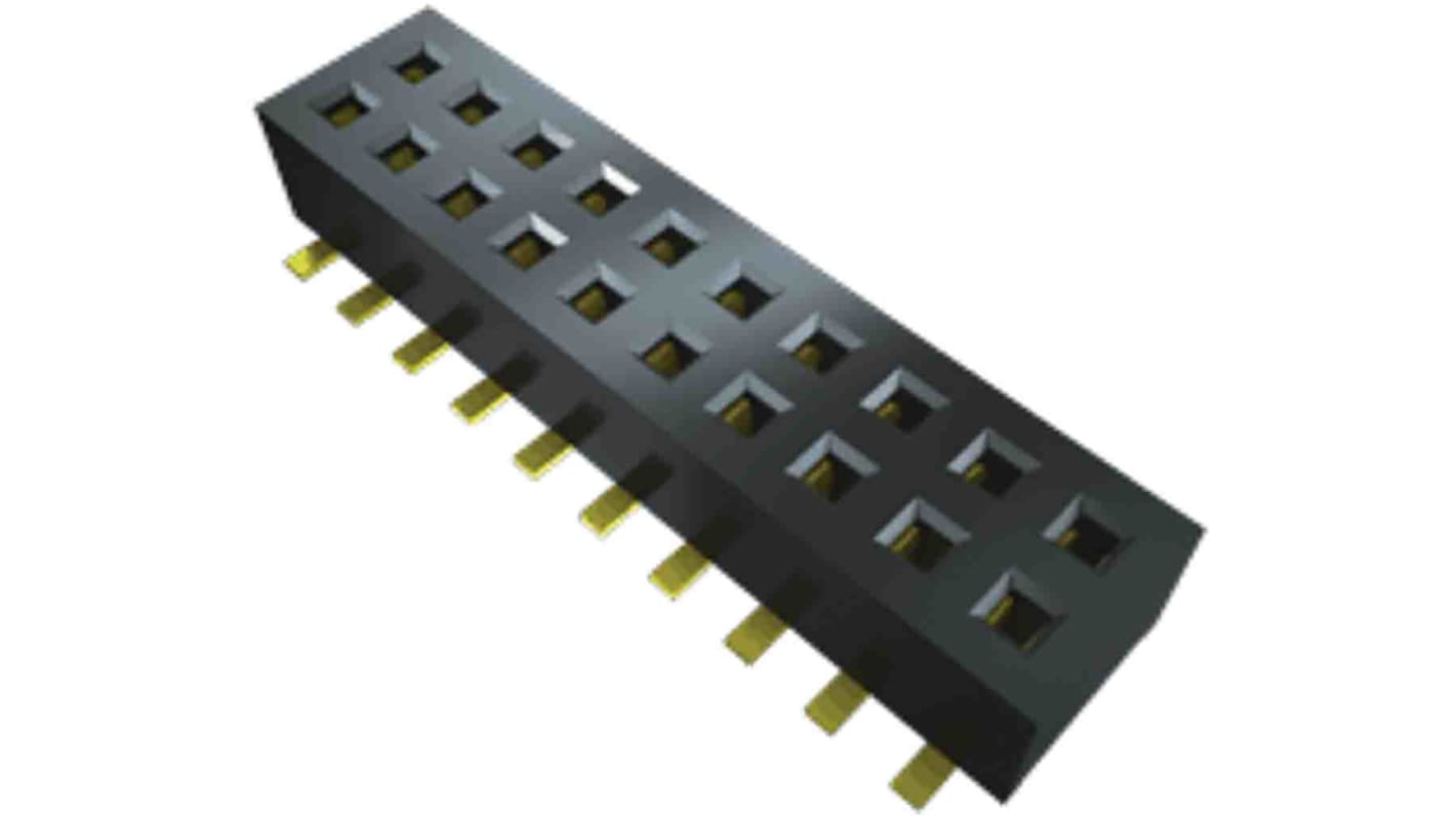 Samtec CLP Series Vertical Surface Mount PCB Socket, 20-Contact, 2-Row, 1.27mm Pitch, Solder Termination