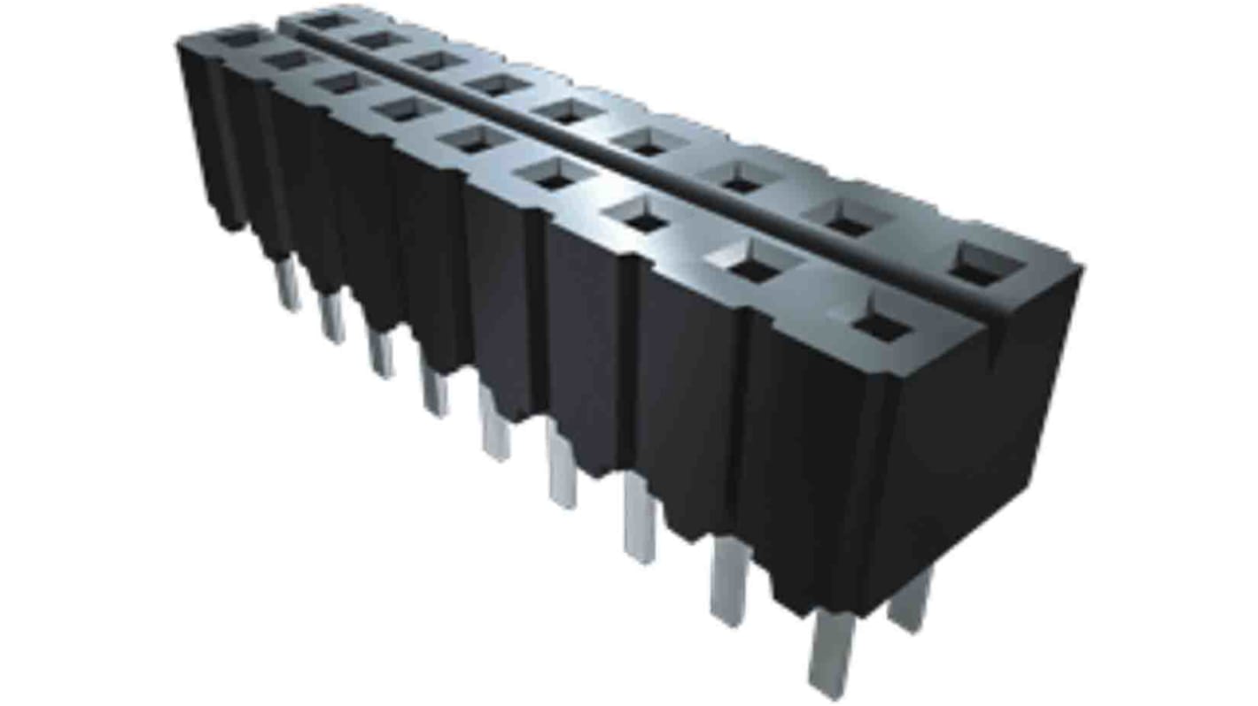Samtec 基板接続用ソケット, 9 Pin 1 列 2.54mm ピッチ スルーホール実装