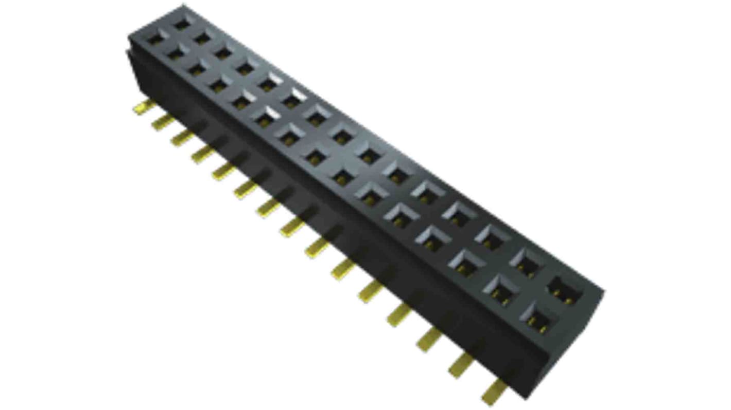 Samtec CLM Series Vertical Through Hole Mount PCB Socket, 30-Contact, 2-Row, 1mm Pitch, Solder Termination