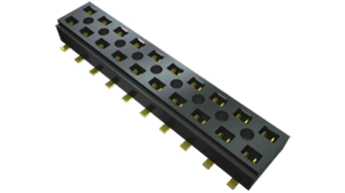 Samtec CLT Series Vertical Surface Mount PCB Socket, 20-Contact, 2-Row, 2mm Pitch, Solder Termination