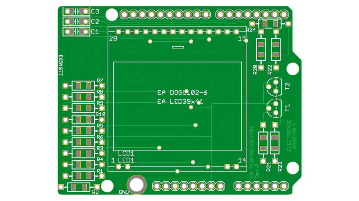 Display Visions EA PCBARDDOG1701, til brug med Arduino-kort, DOG-display