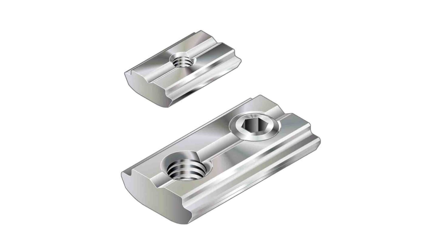 Bloc coulissant, Pivotant Bosch Rexroth T-SLOT STONE 6 M4 ES STAINLESS, profilé 20 mm, L. 12mm, filetage M4, rainure