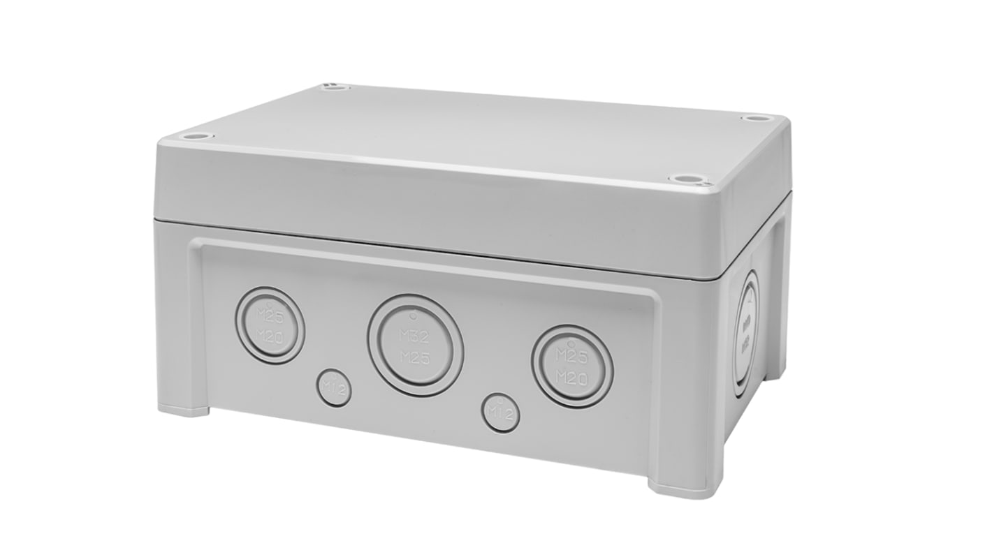 RS PRO Grey Polycarbonate General Purpose Enclosure, IP65, Grey Lid, 187 x 122 x 90mm