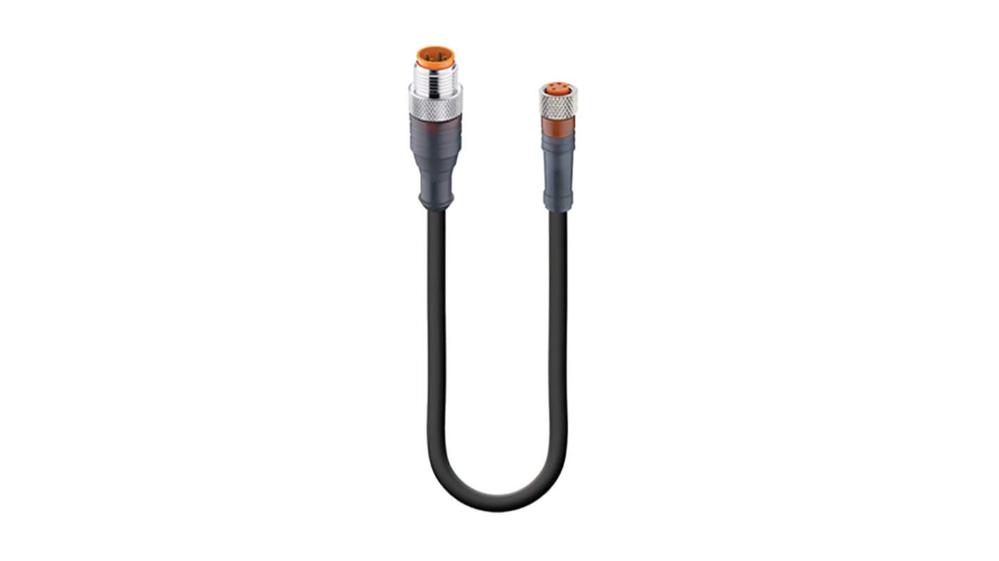 Lumberg Automation Straight Male 4 way M12 to Straight Female 4 way M8 Sensor Actuator Cable, 2m