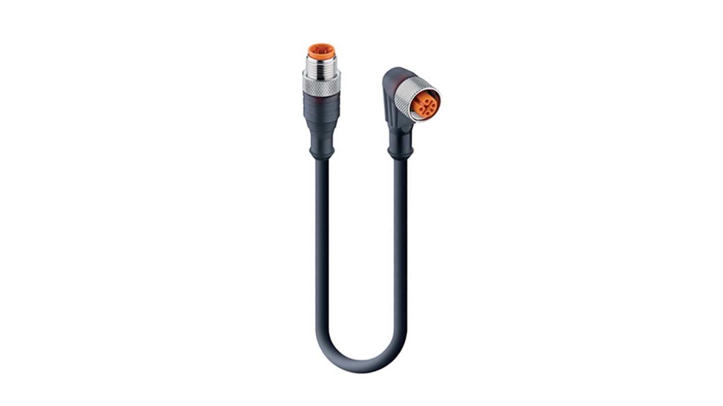 Cable de conexión Lumberg Automation, con. A M12 Macho, 4 polos, con. B M12 Hembra, 4 polos, cod.: A, long. 600mm