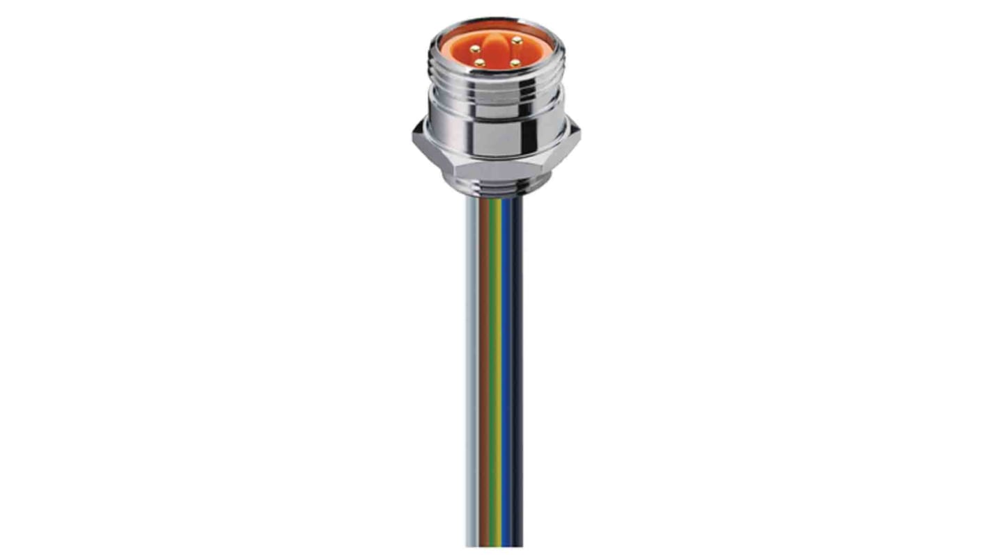 Lumberg Automation Circular Connector, 4 Contacts, Front Mount, 7/8 Connector, Plug, Male, IP68, RSF Series