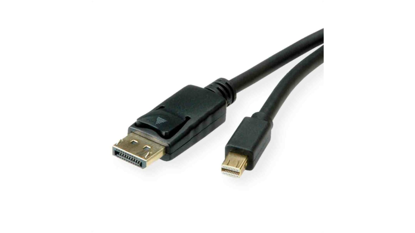 Roline DisplayPort-Kabel A Stecker DP (DisplayPort) Mini B Display-Anschluss - Stecker, 1m